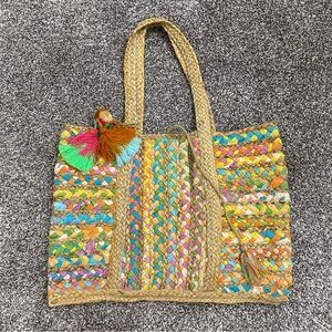 America and Beyond‎ Multi-Colored Hand Woven Tote Bag